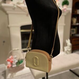Marc Jacobs Shutter Cream and Tan Semi-Circular Crossbody Bag